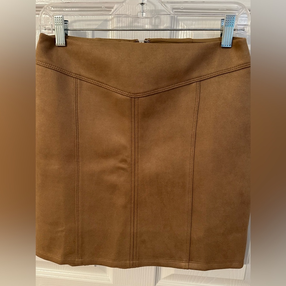 White House Black Market Tan Faux Suede Skirt